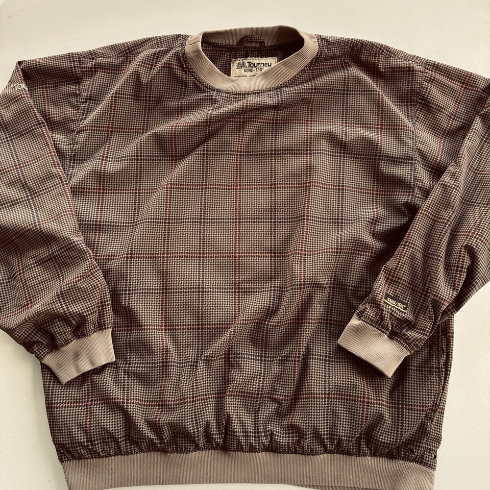 Vintage Tourney Gore-Tex Pullover XL Waterproof Windbreaker‎ Houndstooth Plaid